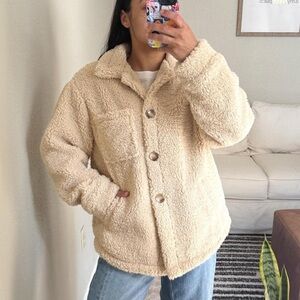 En Creme Tan Oversized Teddy Sherpa Coat